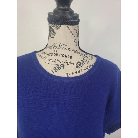 Premise Short Sleeves Pullover Top Sz XL 100% Cashmere Round Neck Violet - Picture 3 of 9